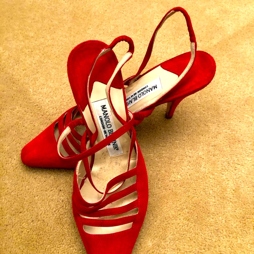Red Multi strap sling back sandal